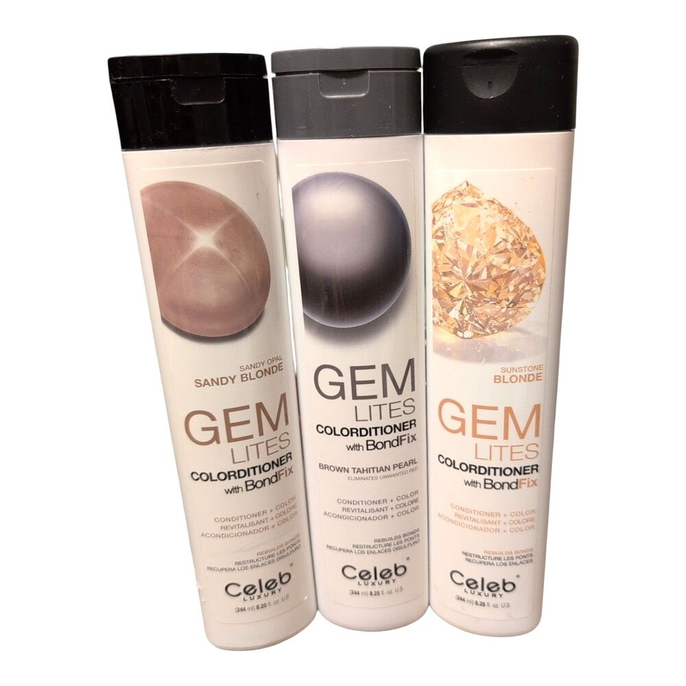 3X Celeb Luxury GEM LITES Colorditioner with BondFix 8.25 oz Sandy Blonde Brown
